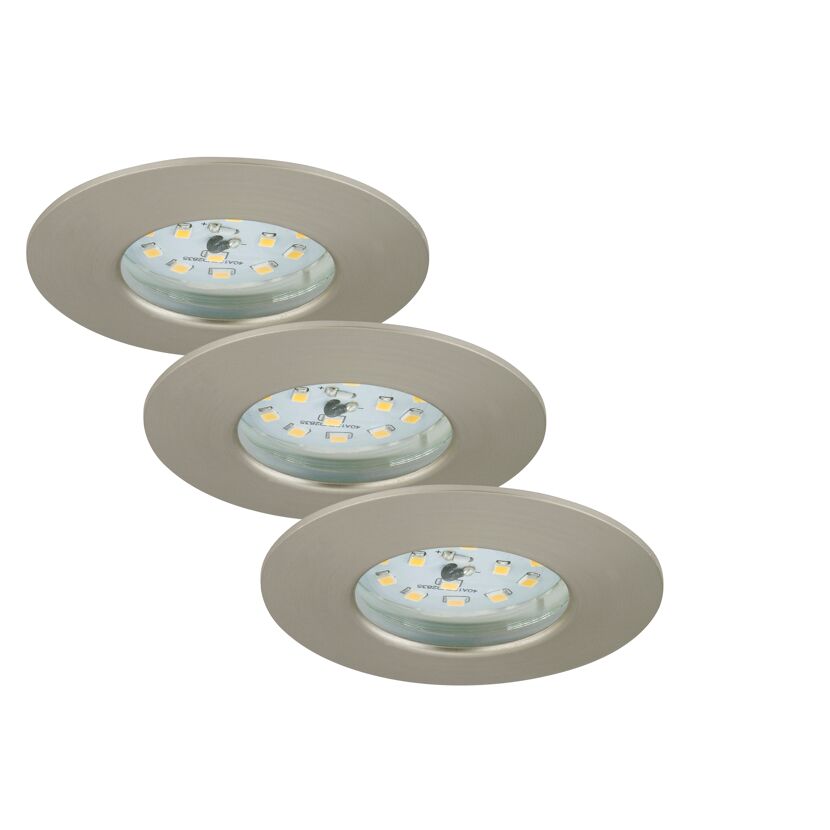 Drei LED Einbauleuchten Nickel
