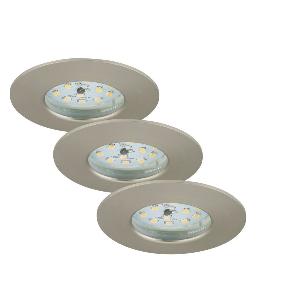 Drei LED Einbauleuchten Nickel