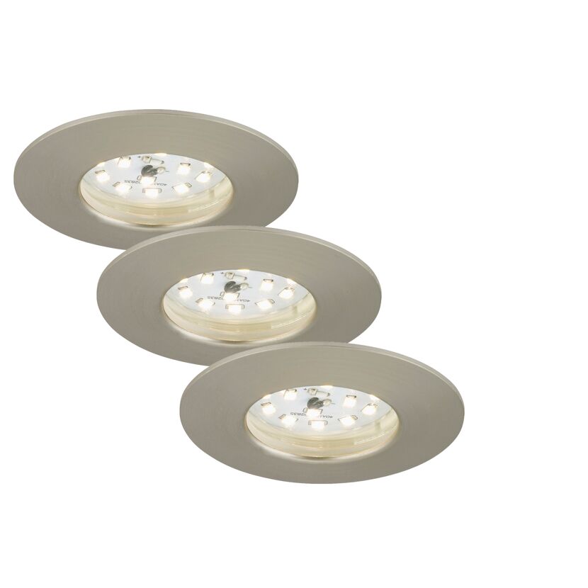 Drei LED Einbauleuchten Nickel