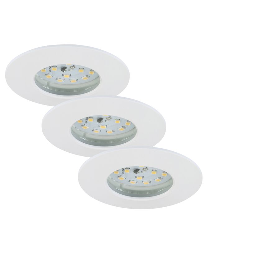Drei weiße LED Einbauleuchten