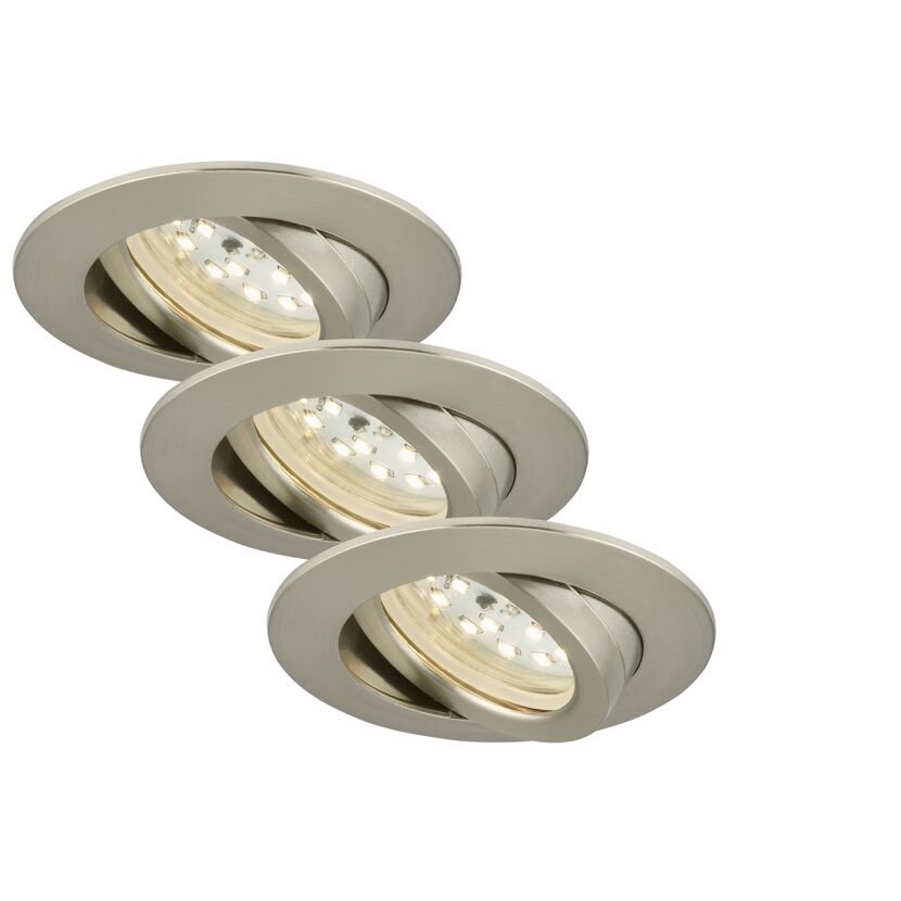 Drei LED-Einbauleuchten Nickel