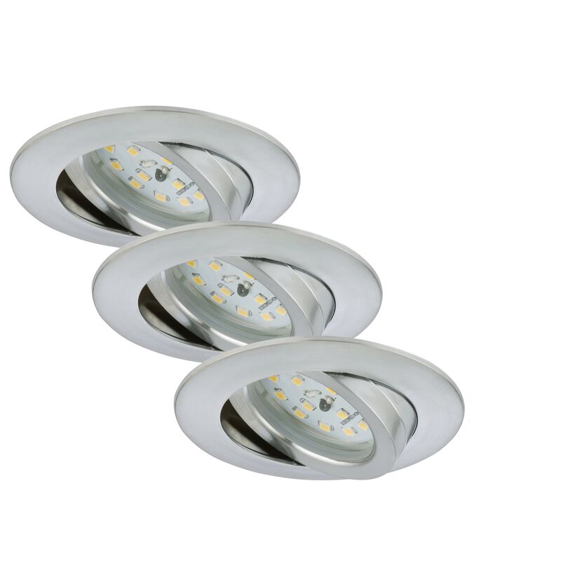 Drei LED Einbauleuchten 3x5,5W, 470lm, Alu