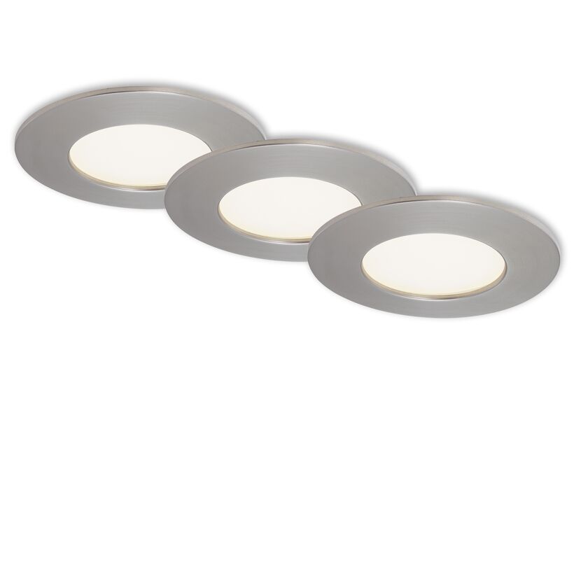 LED-Einbauleuchte 'Flat' matt-nickel 6 W 3 Stück