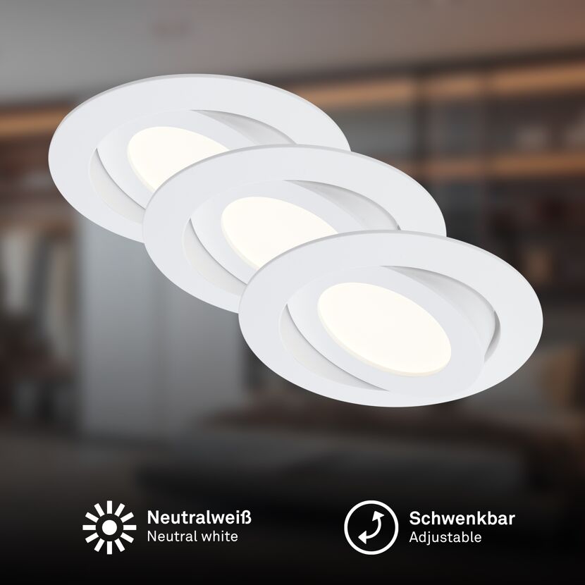 LED-Einbauleuchtenset 'Flat Move' 600 lm 6 W 3 Stk. schwenkbar