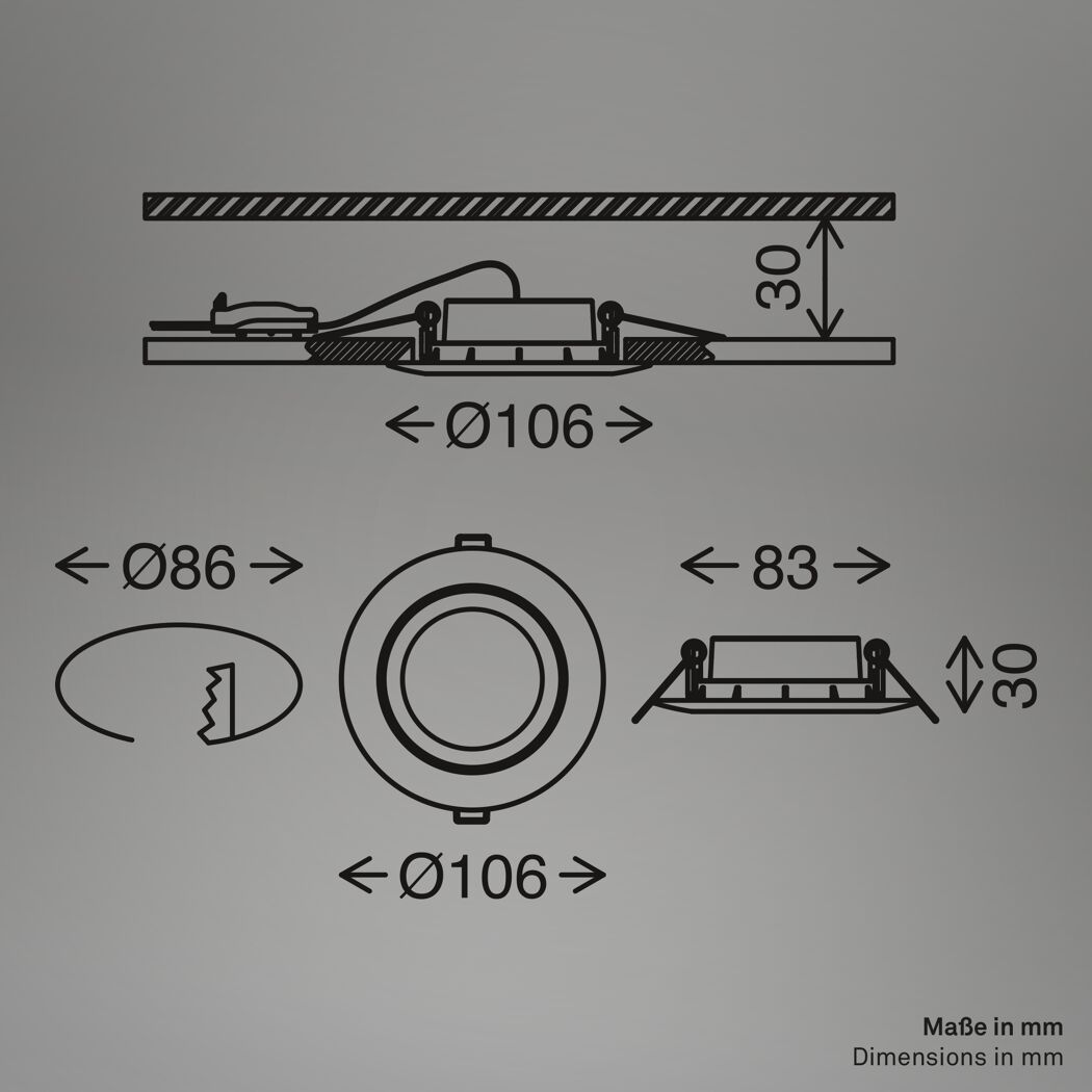 LED-Einbauleuchtenset 'Flat Move' 14,4 W 1800 lm neutralweiß Ø 10,6 cm 3 Stück
