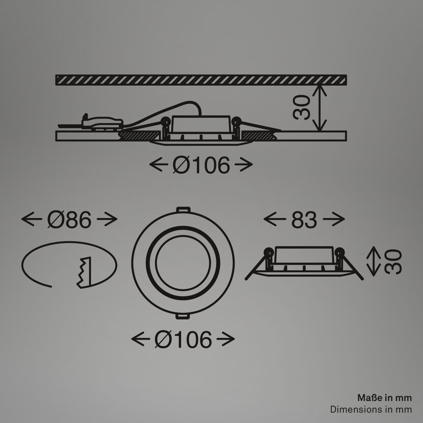 LED-Einbauleuchtenset 'Flat Move' 600 lm 6 W 3 Stk. schwenkbar