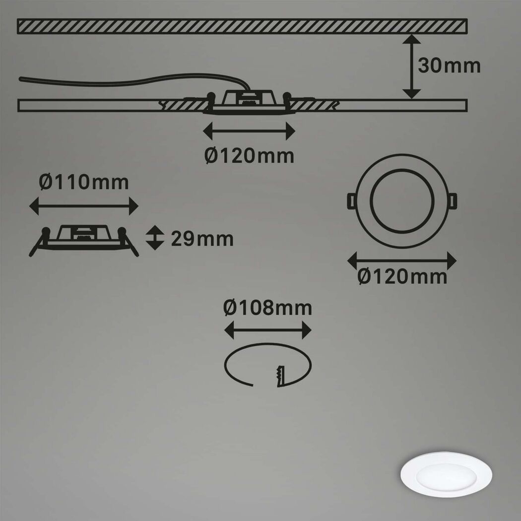 LED-Einbauleuchtenset 'Flat In' 21 W 2400 lm neutralweiß Ø 12 cm 3 Stück