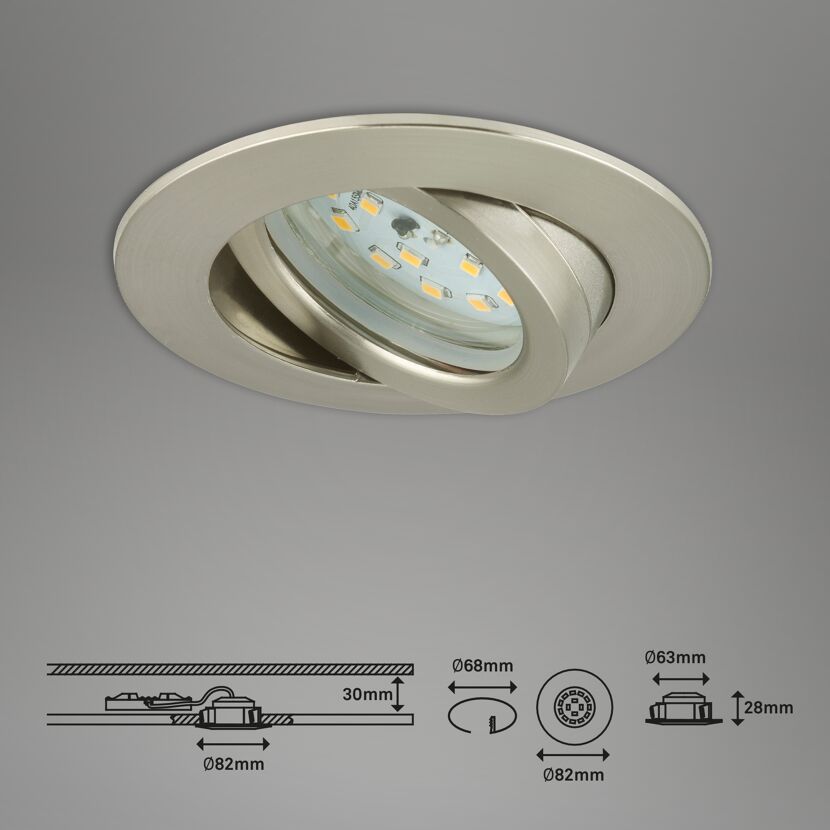 LED-Einbauleuchtenset 'Attach Dim' 570 lm 6,5 W 3 Stk. dimmbar