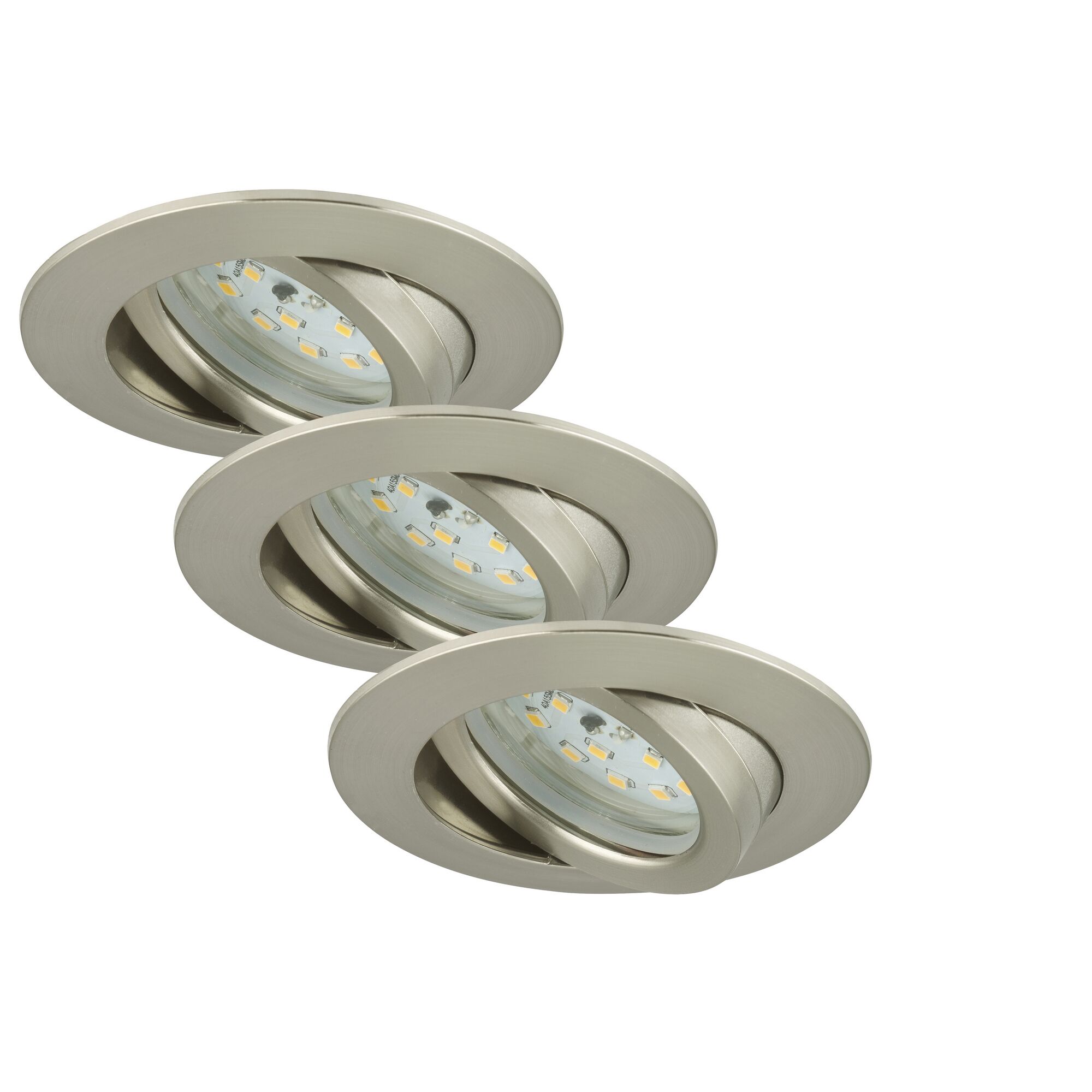 Drei LED Einbauleuchten Nickel