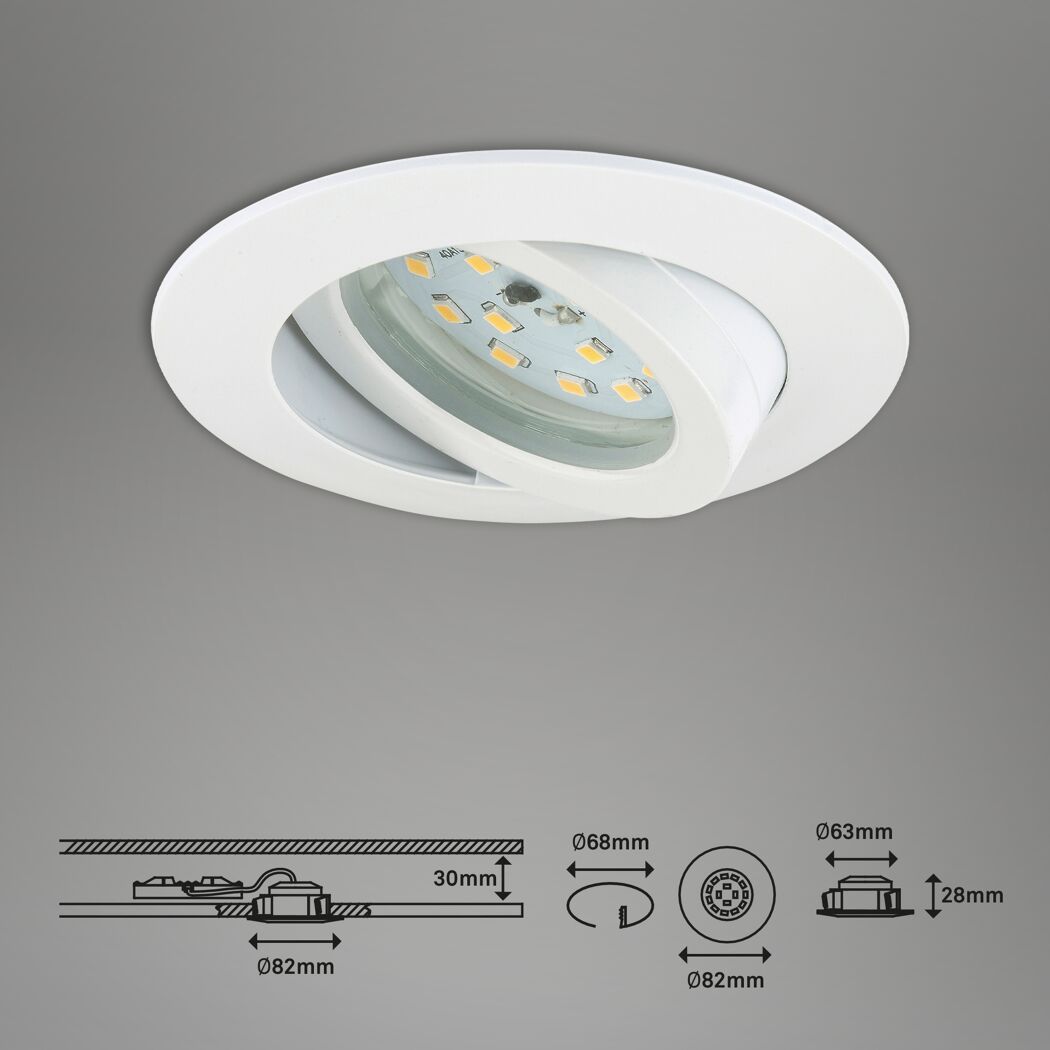 LED-Einbauleuchtenset 'Attach Dim' dimmbar 18,9 W 1380 lm warmweiß Ø 8,2 cm 3 Stück