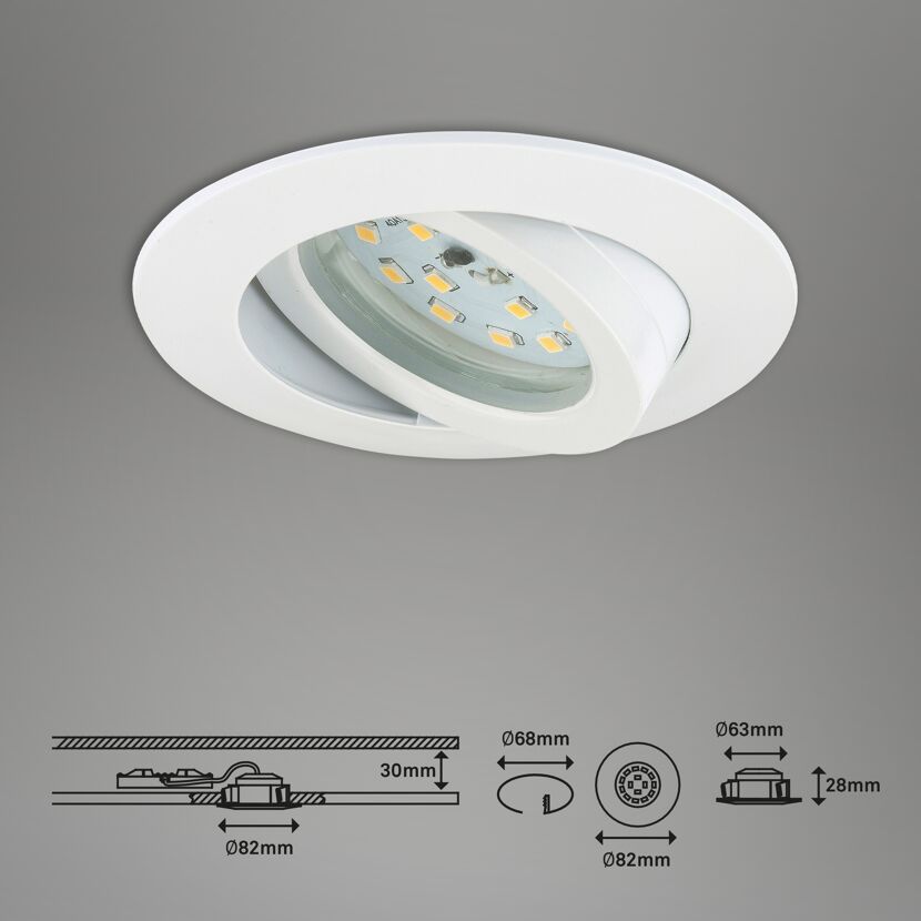 LED-Einbauleuchtenset 'Attach Dim' 570 lm 6,5 W 3 Stk. dimmbar