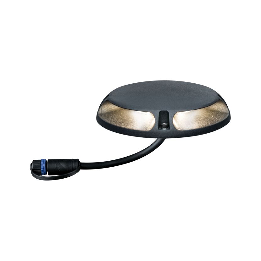 Runde schwarze Bodenleuchte mit Kabel