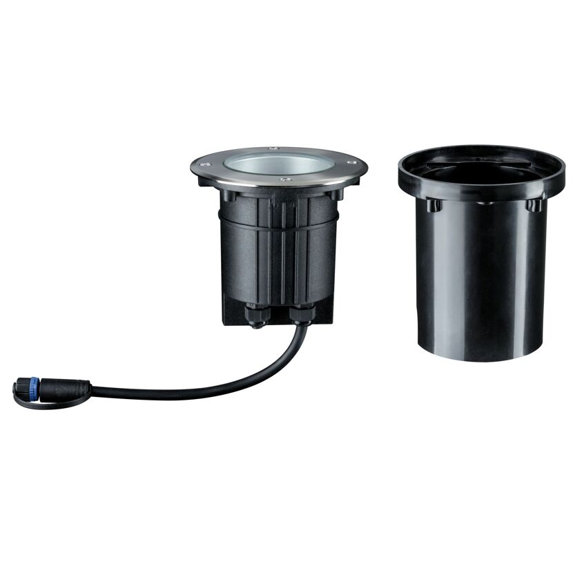 Bodeneinbauleuchte 'Plug & Shine' Metall chromfarben 6 W Ø 14 cm