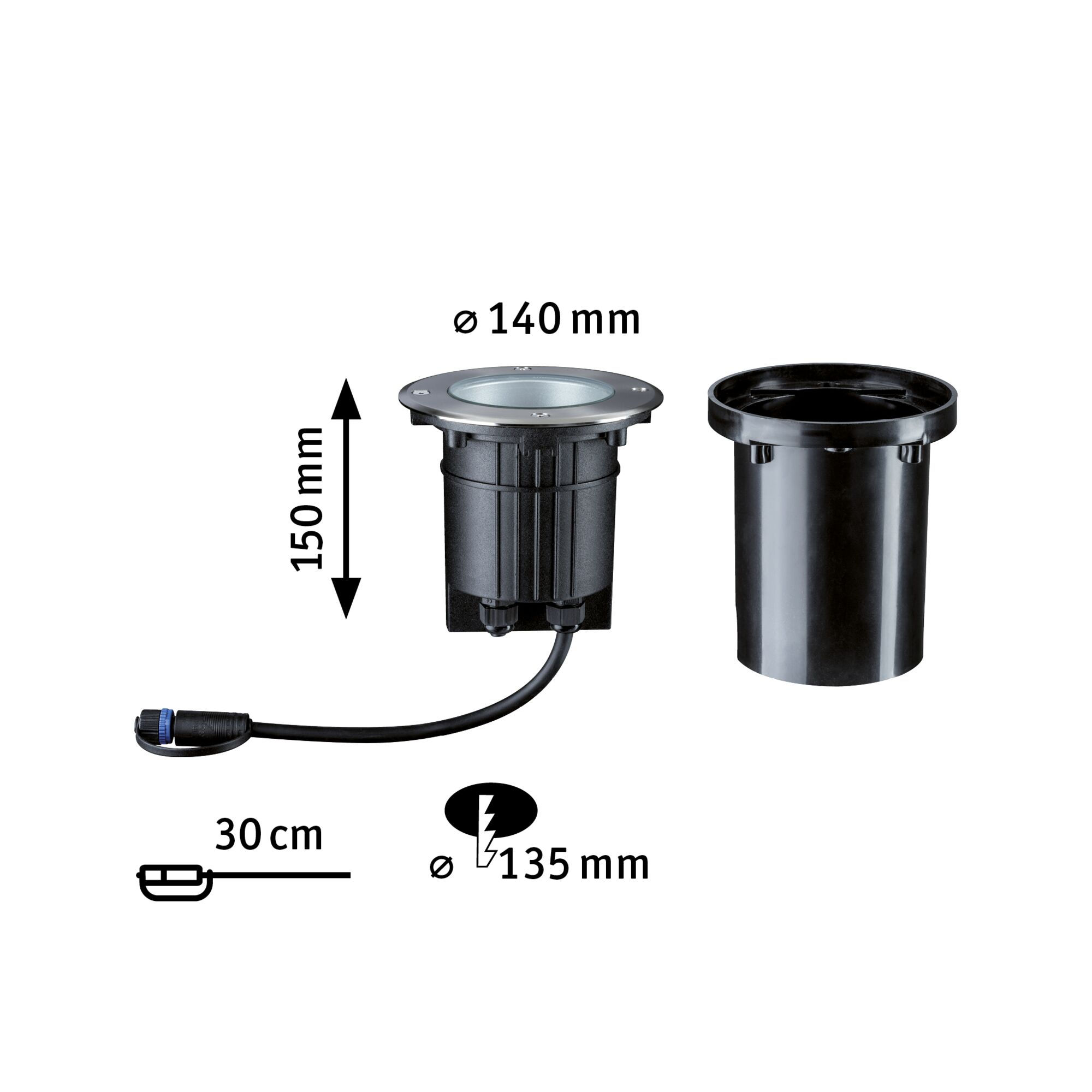 Bodeneinbauleuchte 'Plug & Shine' Metall chromfarben 6 W Ø 14 cm