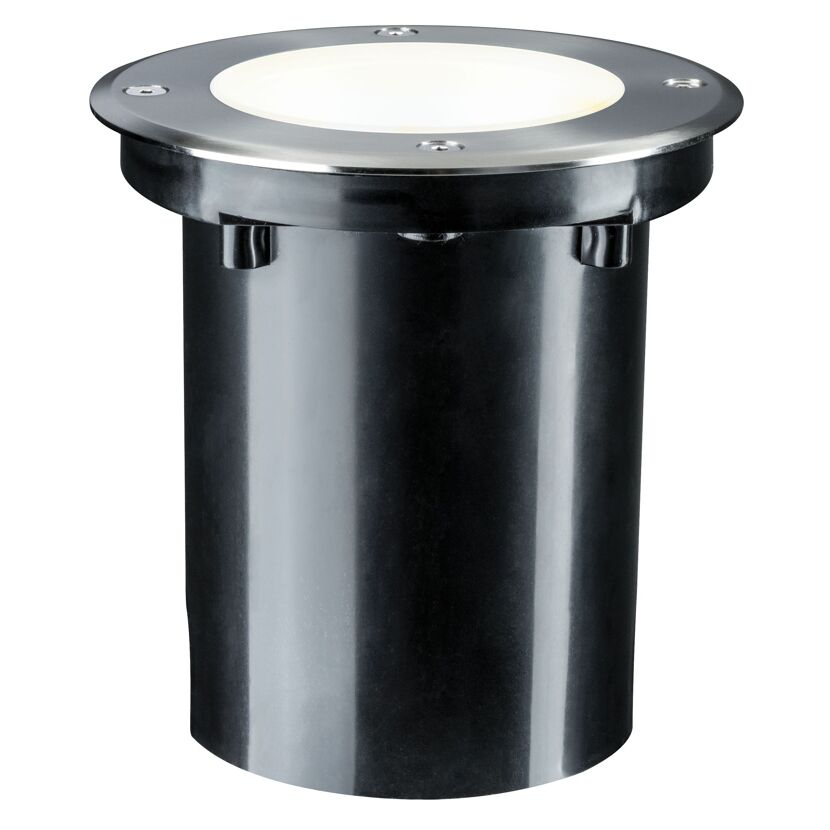 Runde schwarze Einbauleuchte mit silbernem Rand