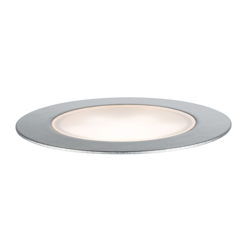 Flache LED-Bodenleuchte mit silbernem Rand