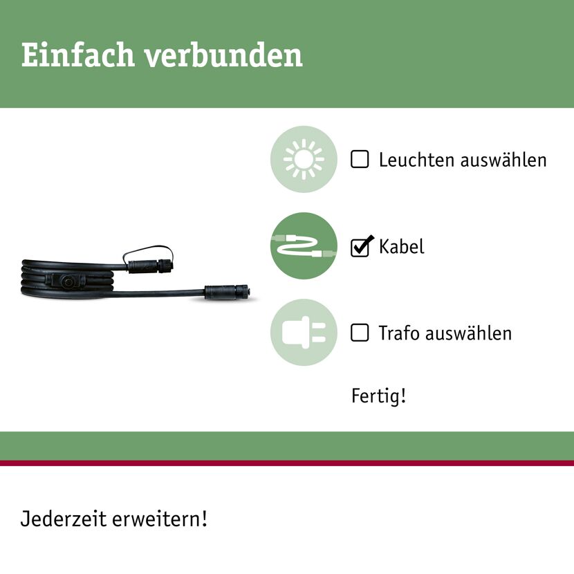 Verbindungskabel 'Plug & Shine' 2 m 2 Ausgänge schwarz