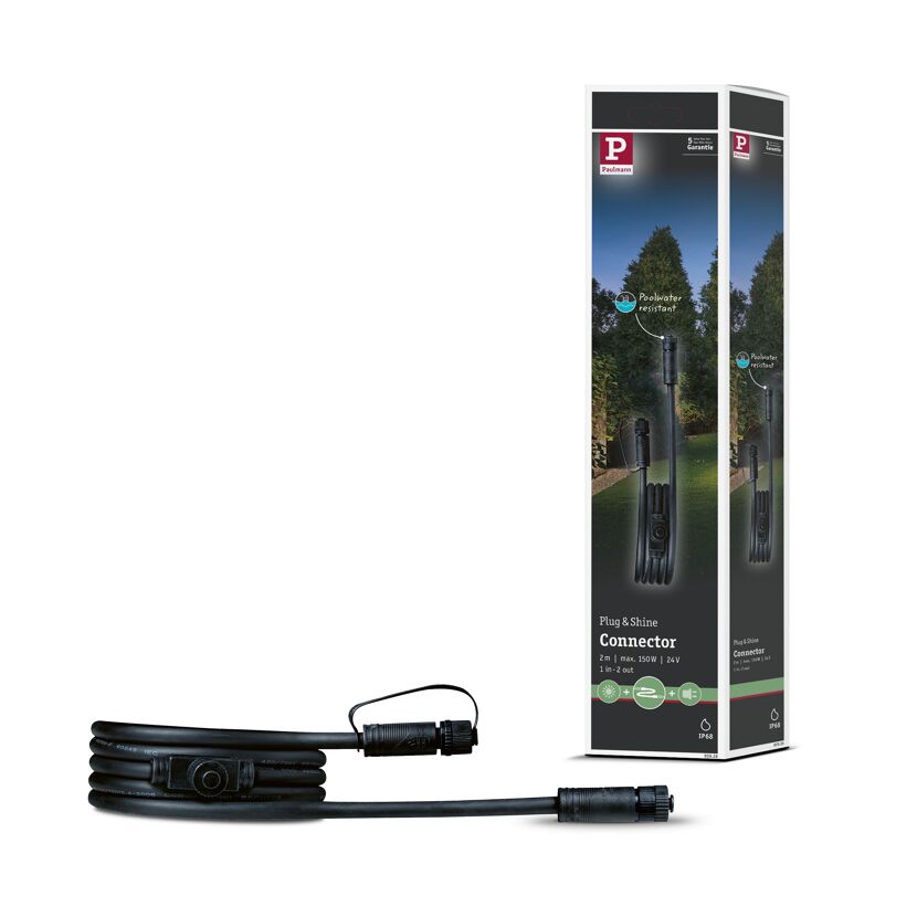Verbindungskabel 'Plug & Shine' 2 m 2 Ausgänge schwarz