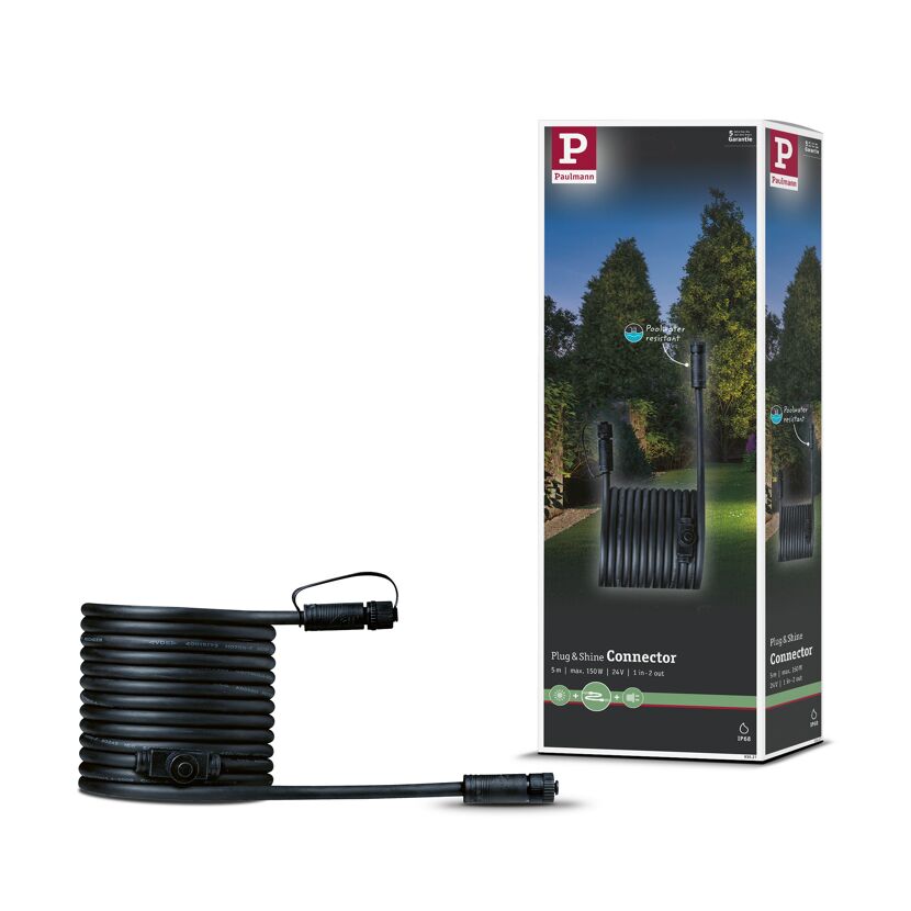 Verbindungskabel 'Plug & Shine' 5 m 2 Ausgänge schwarz