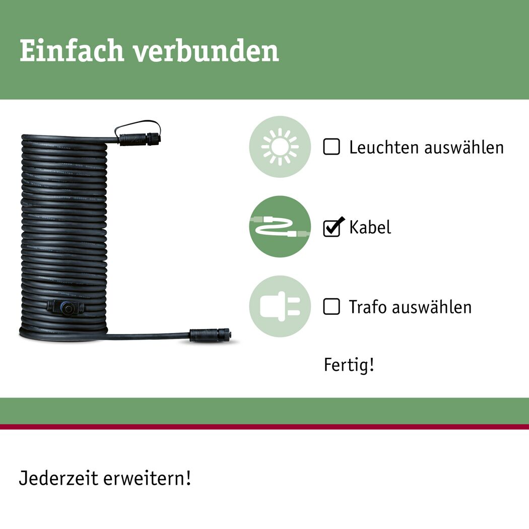 Verbindungskabel 'Plug & Shine' 10 m 2 Ausgänge schwarz
