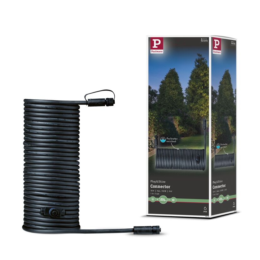 Verbindungskabel 'Plug & Shine' 10 m 2 Ausgänge schwarz