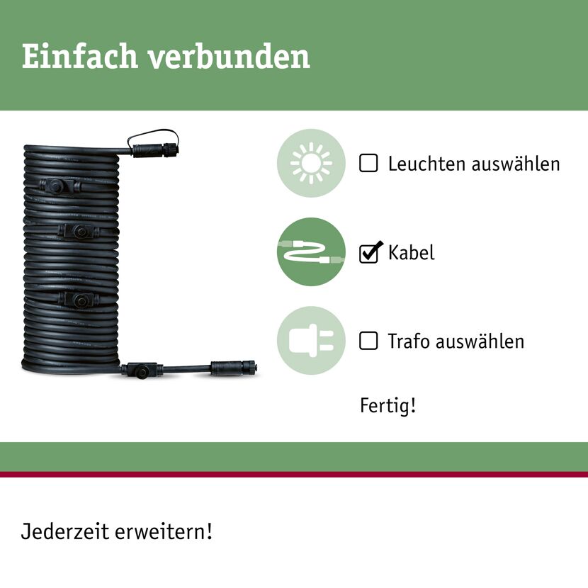 Verbindungskabel 'Plug & Shine' 10 m 5 Ausgänge schwarz
