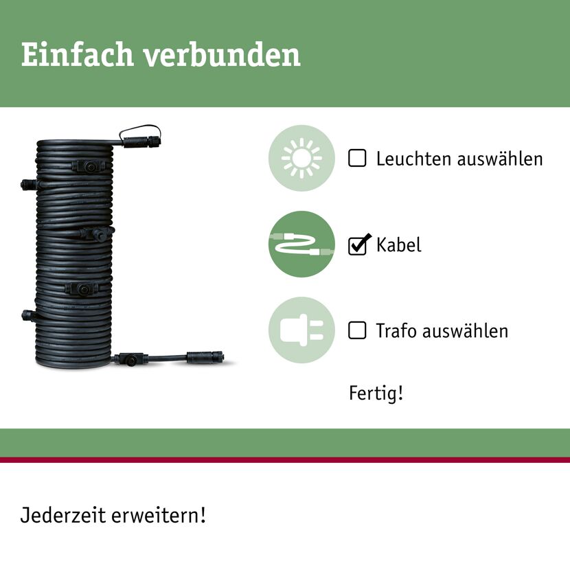 Verbindungskabel 'Plug & Shine' 15 m 7 Ausgänge schwarz