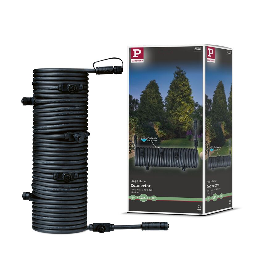 Verbindungskabel 'Plug & Shine' 15 m 7 Ausgänge schwarz