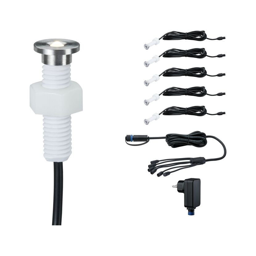 Einbauleuchten-Set 'Plug & Shine' 5 Leuchten 1,8 lm silber