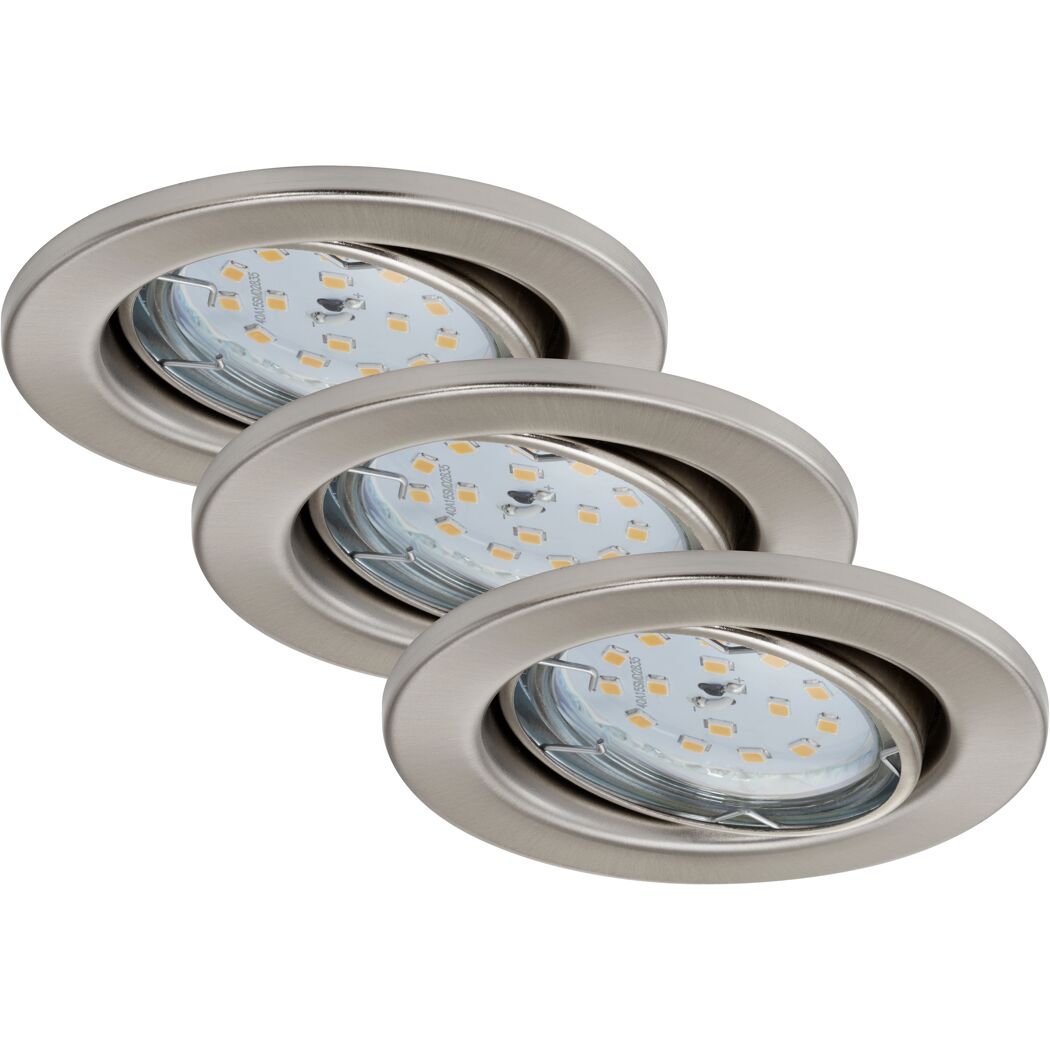 Drei LED-Einbaustrahler in Matt-Nickel
