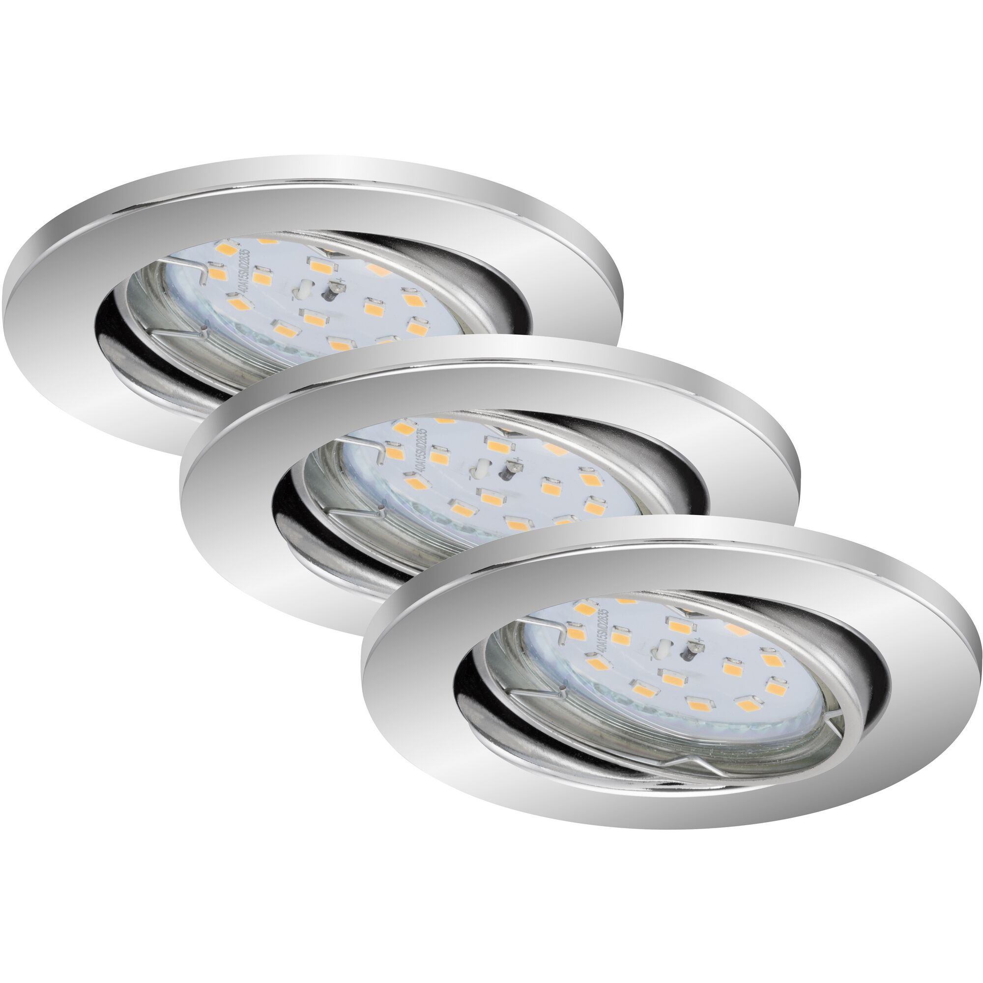 Drei LED-Einbaustrahler chrom dimmbar