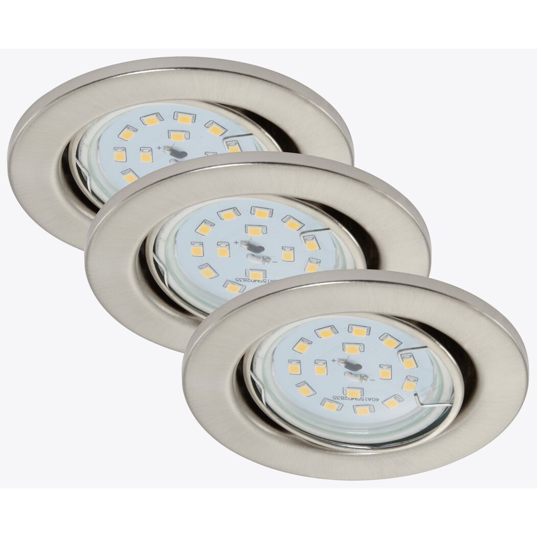 Drei LED-Einbaustrahler in Mattnickel