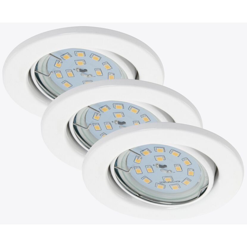 Drei weiße LED-Einbauleuchten