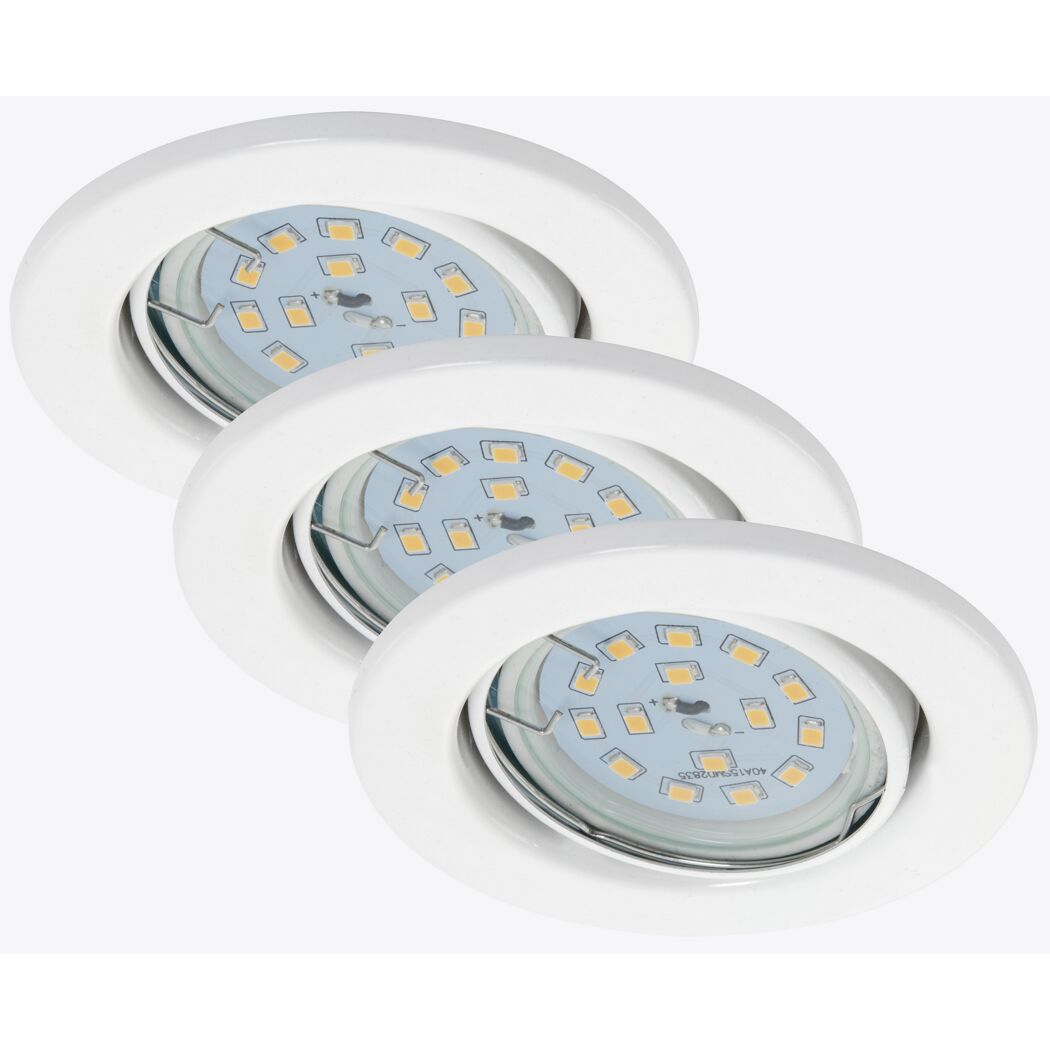 Drei weiße LED-Einbauleuchten