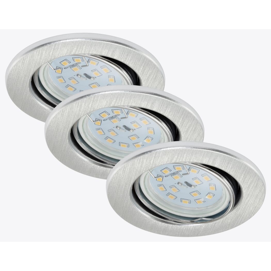 Drei LED-Einbaustrahler, GU10, 5 W, 400 lm