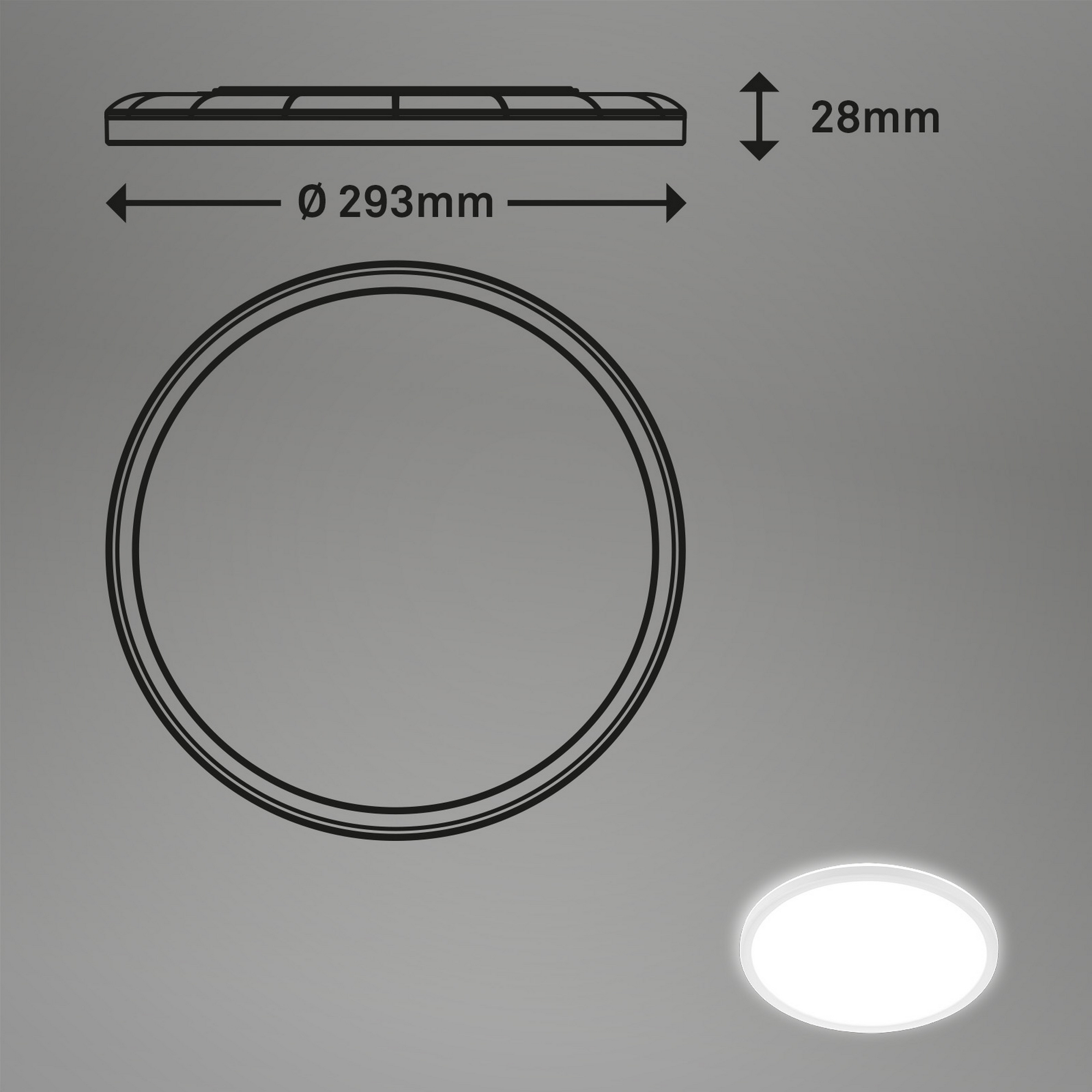 LED-Deckenleuchte Ø 29,3 cm 18 W 4000K 2400 lm flach rund weiß