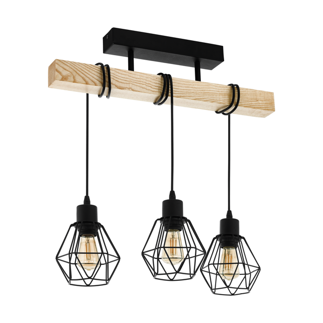 Bild von Deckenleuchte 'Townshend' 5 Stahl, Holz schwarz, braun