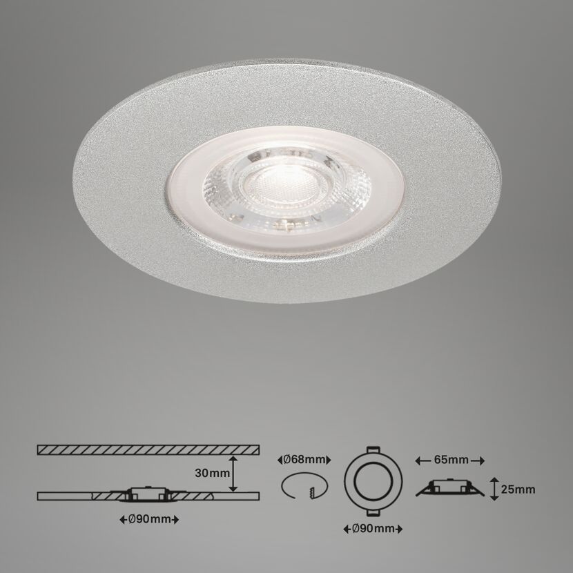 LED-Einbauleuchte 'Kulana' chrom-matt 460 lm, 3er-Set, IP 44