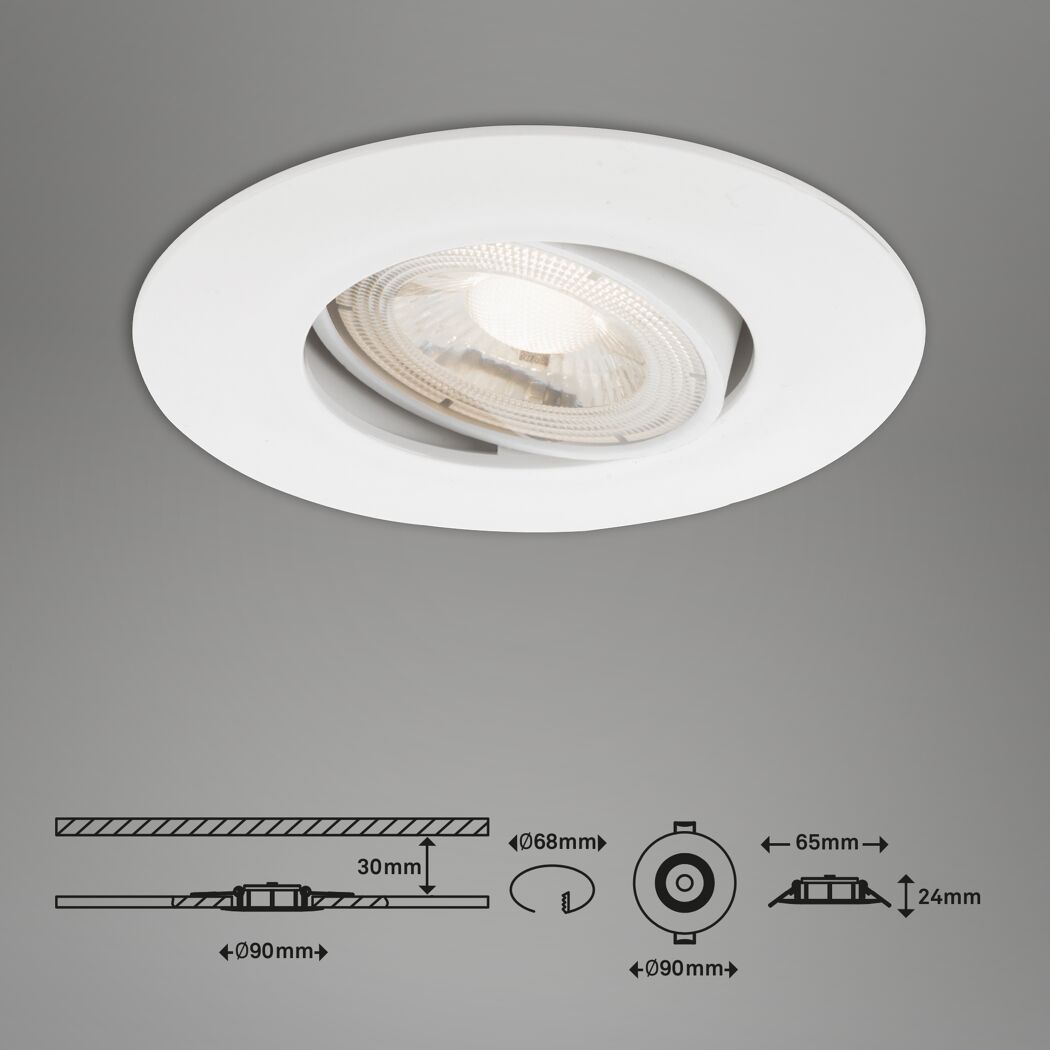 LED-Einbauleuchtenset 'Kulana' dimmbar 14,7 W 1440 lm warmweiß Ø 9 cm 3 Stück