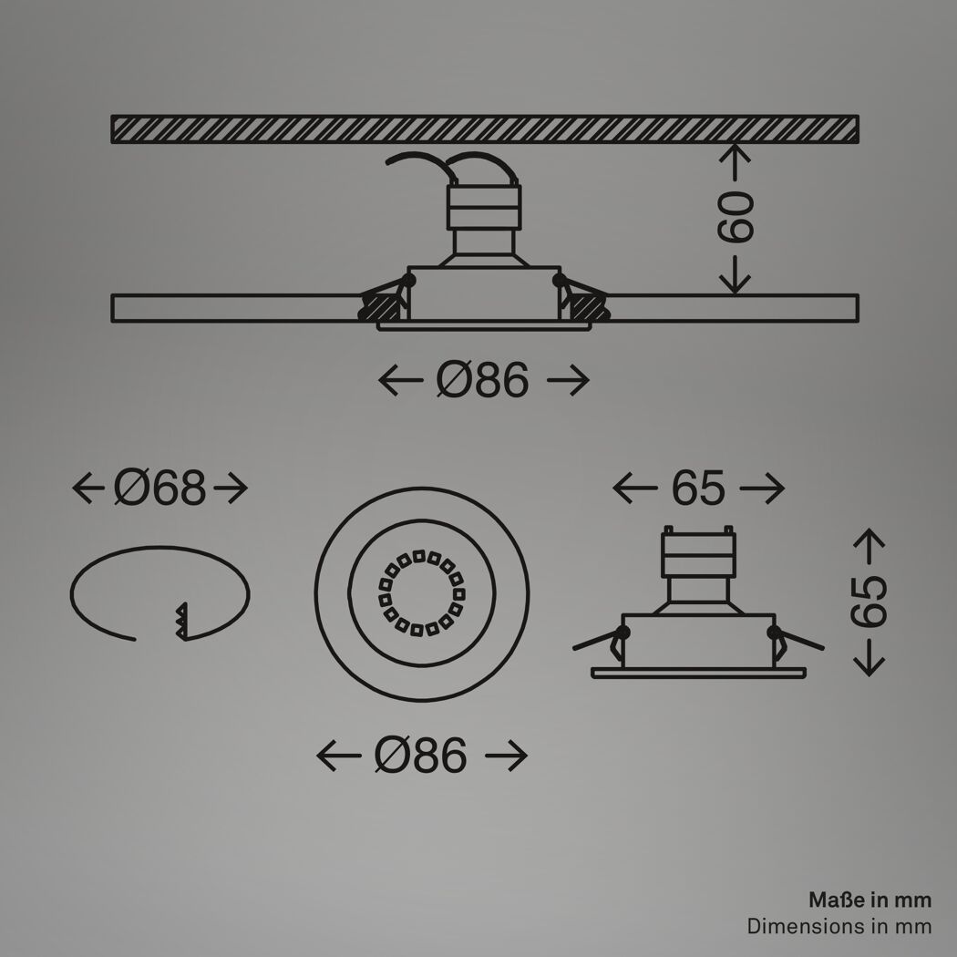 Einbauleuchtenset 'Reng' Ø 8,6 cm 3 Stück