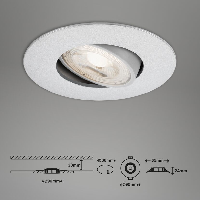 LED-Einbauleuchte 'Nava Move' chrom-matt 460 lm, 3er-Set
