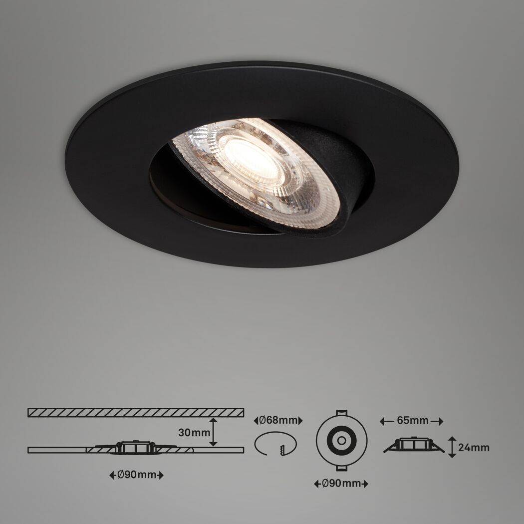 LED-Einbauleuchtenset 'Kulana' dimmbar 4,9 W 1440 lm warmweiß Ø 9 cm 3 Stück