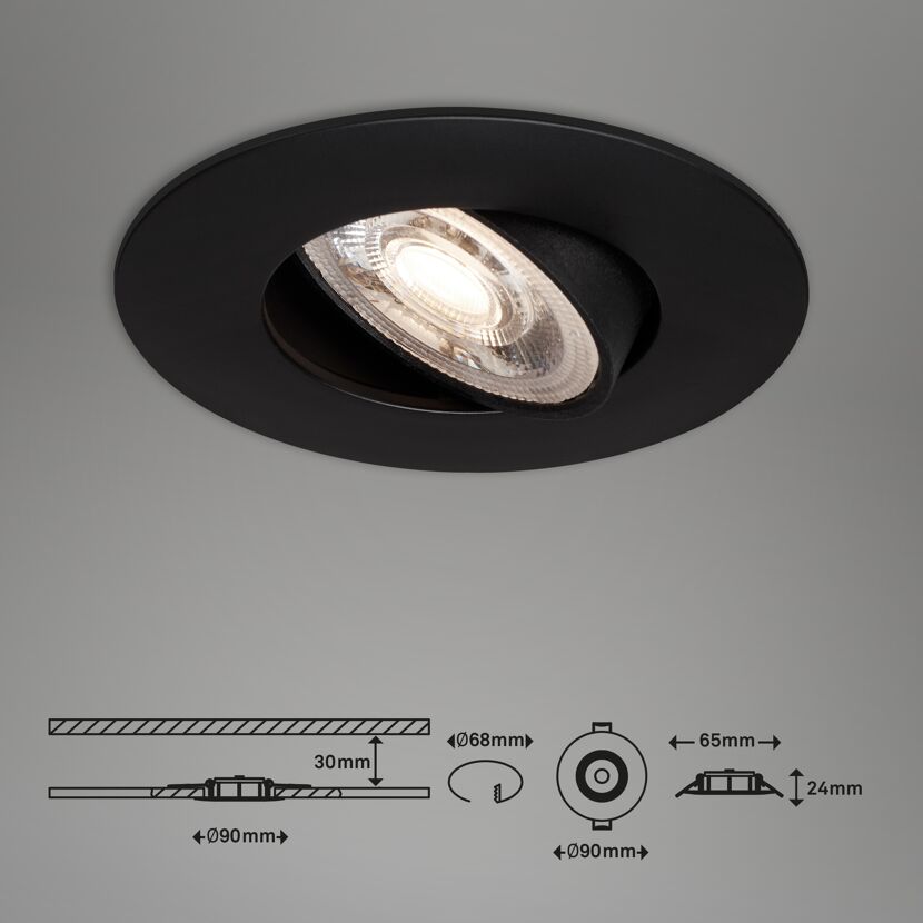 LED-Einbauleuchte 4,8 W Ø 9,2 cm 3 Stück chromfarben
