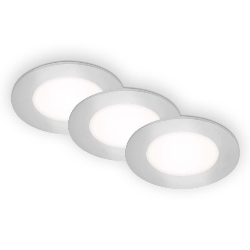 LED-Einbauleuchte 3 W Ø 8,6 cm 3 Stück chromfarben
