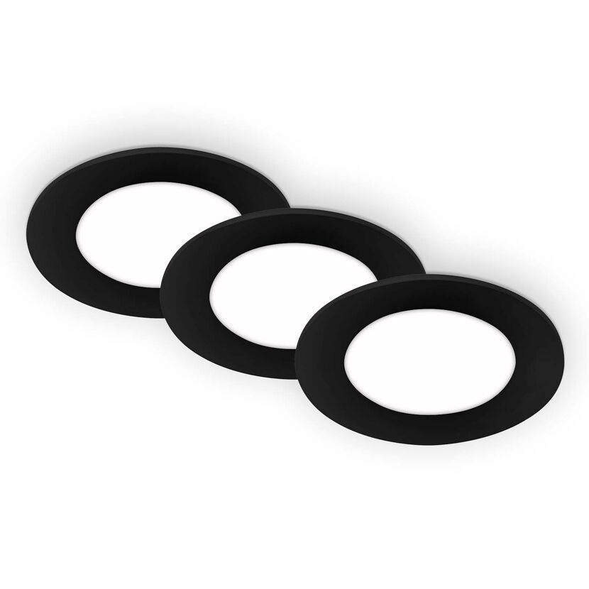 LED-Einbauleuchte 3 W Ø 8,6 cm 3 Stück schwarz