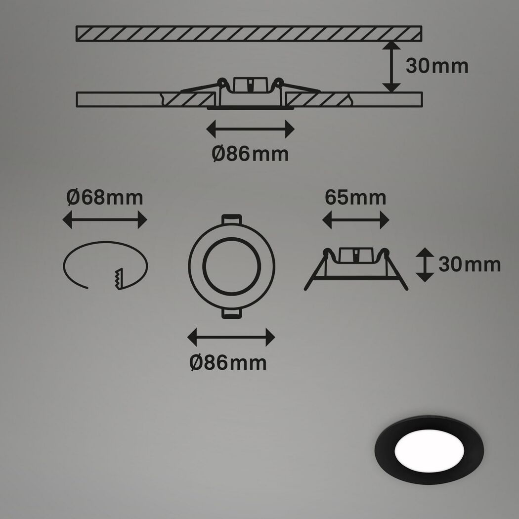 LED-Einbauleuchtenset 'Flat In' 3 W 1050 lm neutralweiß Ø 8,6 cm 3 Stück