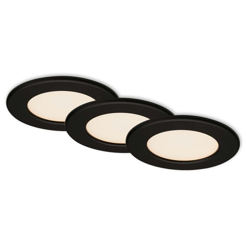 LED-Einbauleuchte 6 W Ø 11,5 cm 3 Stück mattschwarz