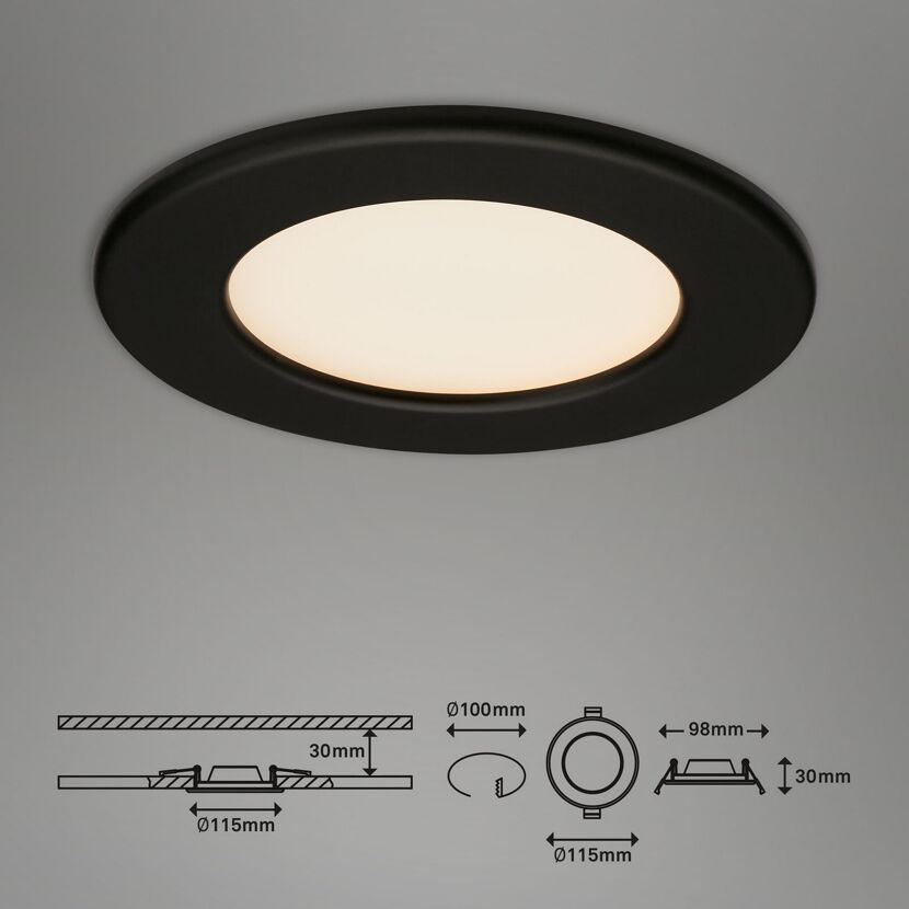 LED-Einbauleuchte 6 W Ø 11,5 cm 3 Stück mattschwarz