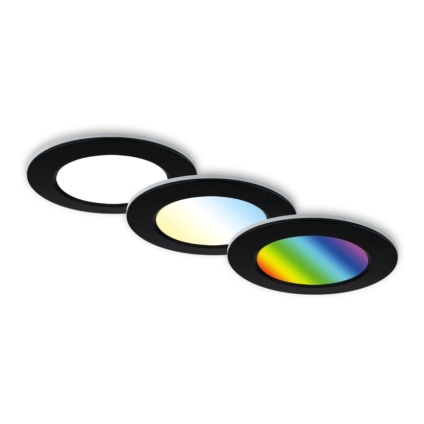 LED-Einbauleuchte IP 65 4,8 W Ø 9,2 cm 3 Stück schwarz