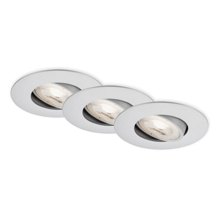 LED-Einbauleuchte 4,9 W Ø 9 cm 3 Stück chromfarben